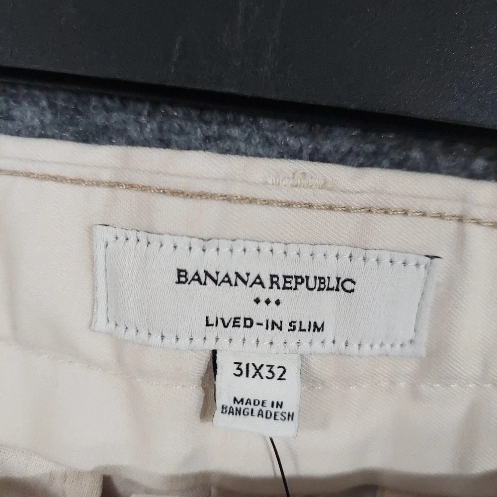 NEW Banana Republic Pants Mens 31x32 Beige Lived-In Slim Chino Stretch Casual